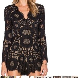 Alexis Long Sleeve Lace Romper Black